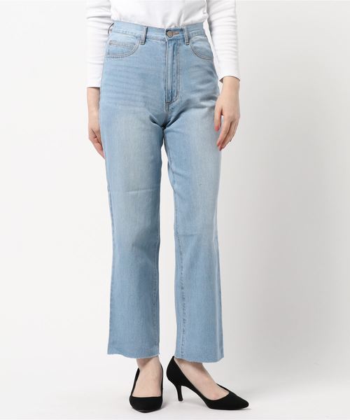 KOBE LETTUCE（コウベレタス）の「カットオフハイライズストレートデニムパンツ（デニムパンツ・レディース・ライトブルー/ブルー/アイボリー・M/S）」の4枚目の写真