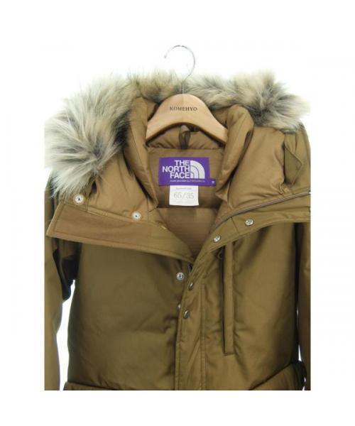 古着 ザノースフェイス レディース 刺繍 ナイロンダウンジャケット ブラウン 古着 ザノースフェイス レディース 刺繍 ナイロンダウン