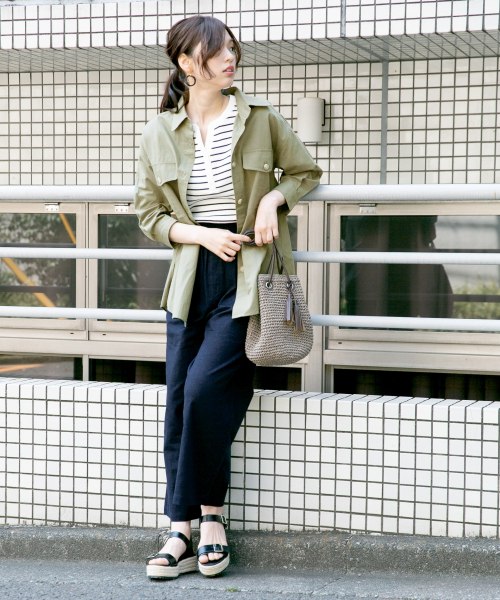 GLOBAL WORK（グローバルワーク）の「2WAYハリヌキリブヘンリー/836835（Tシャツ/カットソー・レディース・サックスブルー/ブラック/カーキ/その他/オフホワイト・MEDIUM/LARGE）」の20枚目の写真