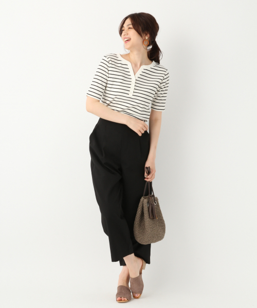 GLOBAL WORK（グローバルワーク）の「2WAYハリヌキリブヘンリー/836835（Tシャツ/カットソー・レディース・サックスブルー/ブラック/カーキ/その他/オフホワイト・MEDIUM/LARGE）」の14枚目の写真