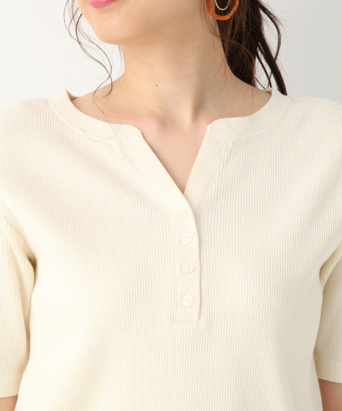 GLOBAL WORK（グローバルワーク）の「2WAYハリヌキリブヘンリー/836835（Tシャツ/カットソー・レディース・サックスブルー/ブラック/カーキ/その他/オフホワイト・MEDIUM/LARGE）」の15枚目の写真