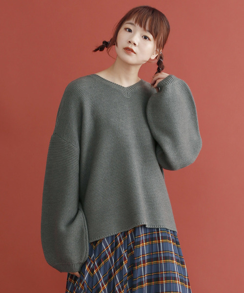 merlot(メルロー)の「2wayニットプルオーバー079-7181(ニット/セーター)」|チャコールグレー