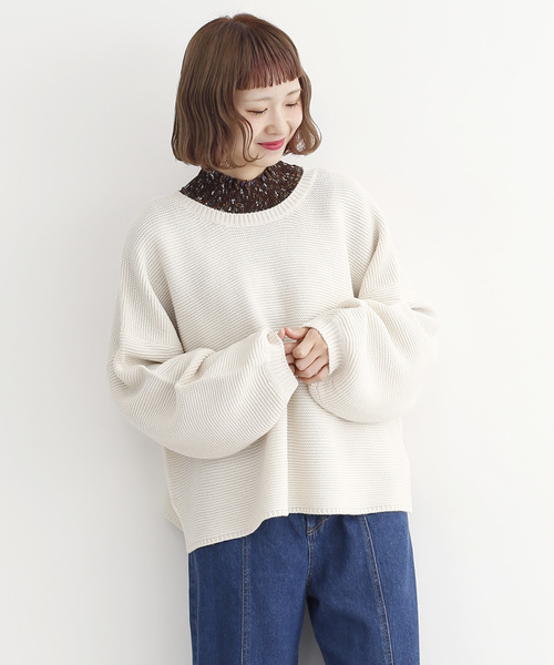 merlot(メルロー)の「2wayニットプルオーバー079-7181(ニット/セーター)」|アイボリー