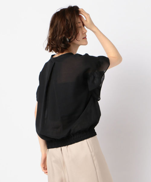 NOLLEY’S（ノーリーズ）の「[新色追加]フリル袖スキッパーブラウス（シャツ/ブラウス・レディース・ブラック/ミント/オフホワイト/オリーブ・36/38）」の3枚目の写真