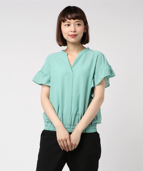 NOLLEY’S（ノーリーズ）の「[新色追加]フリル袖スキッパーブラウス（シャツ/ブラウス・レディース・ブラック/ミント/オフホワイト/オリーブ・36/38）」の21枚目の写真