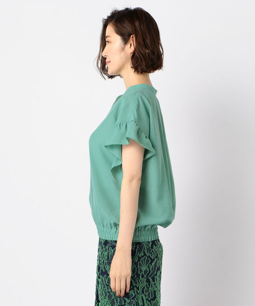 NOLLEY’S（ノーリーズ）の「[新色追加]フリル袖スキッパーブラウス（シャツ/ブラウス・レディース・ブラック/ミント/オフホワイト/オリーブ・36/38）」の6枚目の写真
