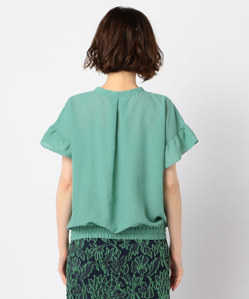 NOLLEY’S（ノーリーズ）の「[新色追加]フリル袖スキッパーブラウス（シャツ/ブラウス・レディース・ブラック/ミント/オフホワイト/オリーブ・36/38）」の7枚目の写真