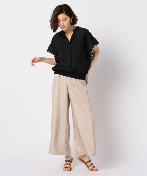NOLLEY’S（ノーリーズ）の「[新色追加]フリル袖スキッパーブラウス（シャツ/ブラウス・レディース・ブラック/ミント/オフホワイト/オリーブ・36/38）」の13枚目の写真