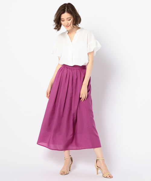 NOLLEY’S（ノーリーズ）の「[新色追加]フリル袖スキッパーブラウス（シャツ/ブラウス・レディース・ブラック/ミント/オフホワイト/オリーブ・36/38）」の15枚目の写真