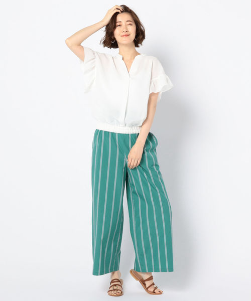 NOLLEY’S（ノーリーズ）の「[新色追加]フリル袖スキッパーブラウス（シャツ/ブラウス・レディース・ブラック/ミント/オフホワイト/オリーブ・36/38）」の16枚目の写真