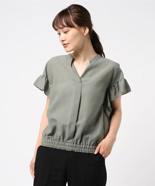 NOLLEY’S（ノーリーズ）の「[新色追加]フリル袖スキッパーブラウス（シャツ/ブラウス・レディース・ブラック/ミント/オフホワイト/オリーブ・36/38）」の18枚目の写真