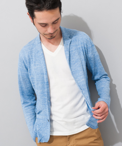 green label relaxing(グリーンレーベルリラクシング)の「□LINEN NOTCH ジャケット カーディガン ◆(テーラードジャケット・メンズ・ブラック/グレー/コバルトブルー/ネイビー・SMALL/MEDIUM/LARGE/X-LARGE)」の4枚目の写真