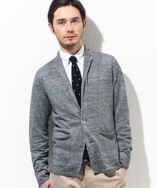 green label relaxing(グリーンレーベルリラクシング)の「□LINEN NOTCH ジャケット カーディガン ◆(テーラードジャケット・メンズ・ブラック/グレー/コバルトブルー/ネイビー・SMALL/MEDIUM/LARGE/X-LARGE)」の2枚目の写真