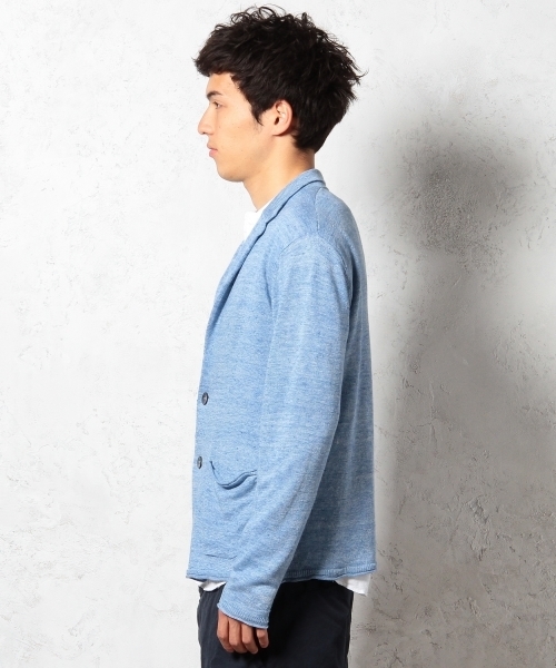 green label relaxing(グリーンレーベルリラクシング)の「□LINEN NOTCH ジャケット カーディガン ◆(テーラードジャケット・メンズ・ブラック/グレー/コバルトブルー/ネイビー・SMALL/MEDIUM/LARGE/X-LARGE)」の6枚目の写真