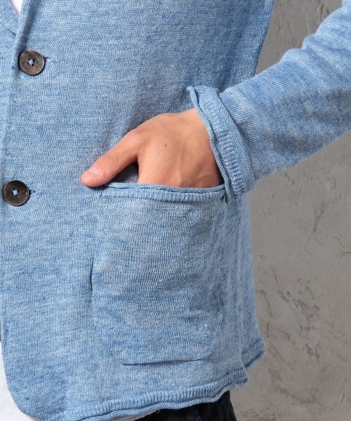 green label relaxing(グリーンレーベルリラクシング)の「□LINEN NOTCH ジャケット カーディガン ◆(テーラードジャケット・メンズ・ブラック/グレー/コバルトブルー/ネイビー・SMALL/MEDIUM/LARGE/X-LARGE)」の12枚目の写真