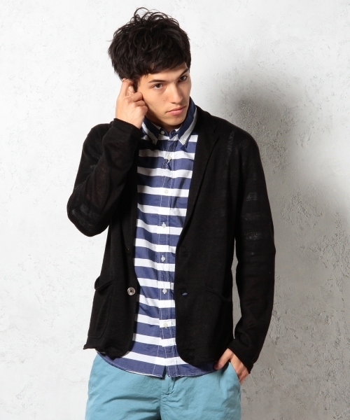 green label relaxing(グリーンレーベルリラクシング)の「□LINEN NOTCH ジャケット カーディガン ◆(テーラードジャケット・メンズ・ブラック/グレー/コバルトブルー/ネイビー・SMALL/MEDIUM/LARGE/X-LARGE)」の17枚目の写真