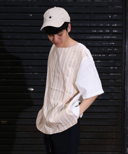 revertical(リバーティカル)の「ストライプ 接触冷感 配色 ダブルフェイス Tシャツ(Tシャツ/カットソー・メンズ・ブラック/ベージュ/ネイビー・M/L)」の12枚目の写真
