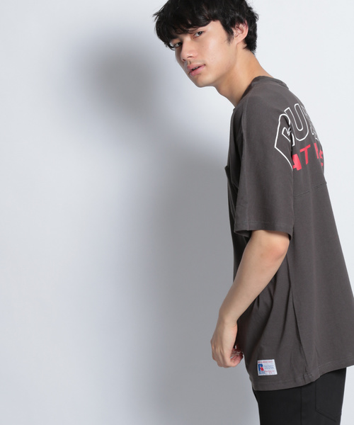 Russell Athletic（ラッセルアスレティック）の「【Russell Athletic(ラッセルアスレチック)】別注バックプリントポケT（Tシャツ/カットソー・メンズ・パープル/オフホワイト/マスタード/チャコール・LARGE）」の2枚目の写真