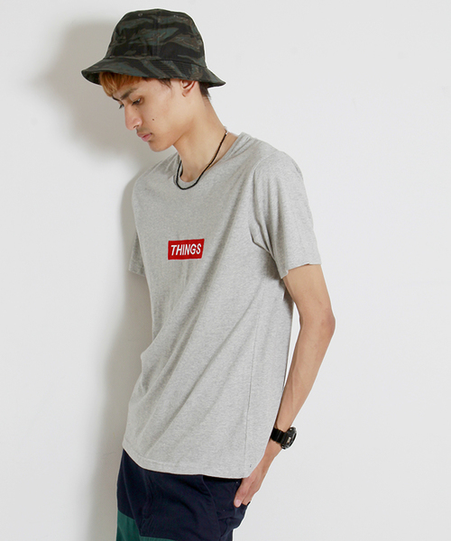 WEGO(ウィゴー)の「WEGO/ワッペンBOXロゴTシャツ(Tシャツ/カットソー・メンズ・ホワイト/ブラック/杢グレー/レッド・MEDIUM/LARGE)」の4枚目の写真