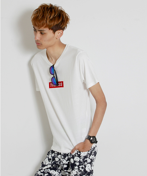 WEGO(ウィゴー)の「WEGO/ワッペンBOXロゴTシャツ(Tシャツ/カットソー・メンズ・ホワイト/ブラック/杢グレー/レッド・MEDIUM/LARGE)」の2枚目の写真