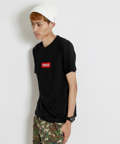 WEGO(ウィゴー)の「WEGO/ワッペンBOXロゴTシャツ(Tシャツ/カットソー・メンズ・ホワイト/ブラック/杢グレー/レッド・MEDIUM/LARGE)」の3枚目の写真