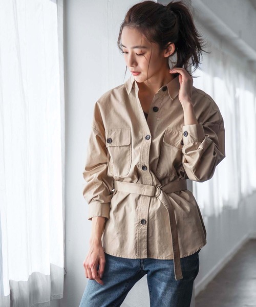 GeeRA(ジーラ)の「ミリタリーCPOシャツ(シャツ/ブラウス・レディース・ベージュ/カーキ・MEDIUM/LARGE/X-LARGE)」の1枚目の写真