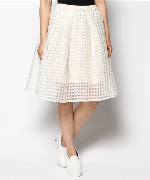 mystic（ミスティック）の「シースルータックスカート（スカート・レディース・オフホワイト/ベージュ/ネイビー・ﾌﾘ-）」の5枚目の写真