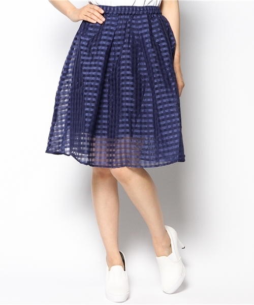 mystic（ミスティック）の「シースルータックスカート（スカート・レディース・オフホワイト/ベージュ/ネイビー・ﾌﾘ-）」の6枚目の写真