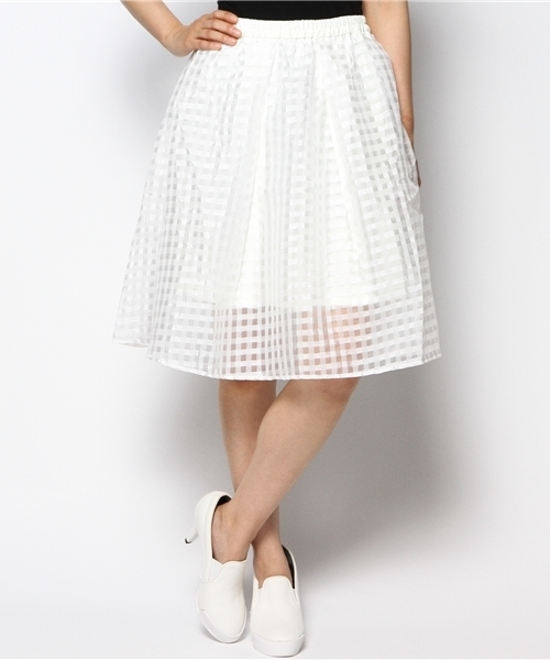 mystic（ミスティック）の「シースルータックスカート（スカート・レディース・オフホワイト/ベージュ/ネイビー・ﾌﾘ-）」の7枚目の写真