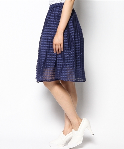 mystic（ミスティック）の「シースルータックスカート（スカート・レディース・オフホワイト/ベージュ/ネイビー・ﾌﾘ-）」の8枚目の写真