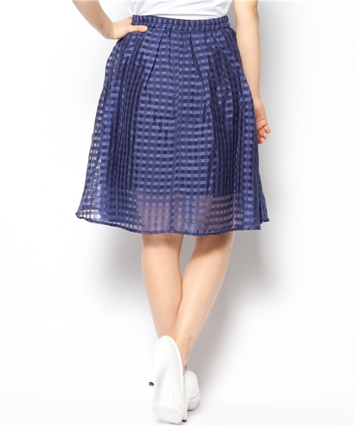 mystic（ミスティック）の「シースルータックスカート（スカート・レディース・オフホワイト/ベージュ/ネイビー・ﾌﾘ-）」の9枚目の写真