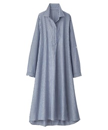 スキッパー衿デザインシャツワンピース