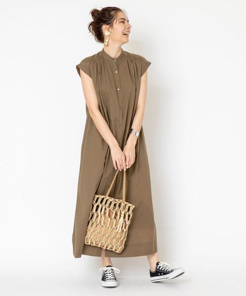 coen（コーエン）の「【WEB限定】インドコットンギャザーロングワンピース#（ワンピース・レディース・マスタード/ブラック/オリーブ/ブラウン・FREE）」の4枚目の写真