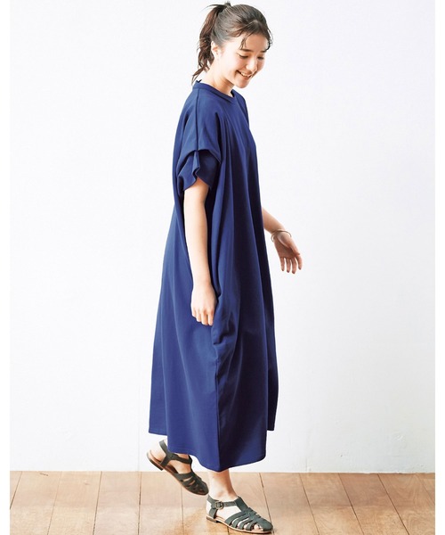 アヴェクモワ 佐藤かなさんプロデュース カットソーサックドレス 青 ワンピース ワンピース Avecmoi アヴェクモワ のファッション