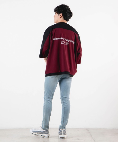 WEGO（ウィゴー）の「WEGO/ドルマン切替5分袖プルオーバー（Tシャツ/カットソー・メンズ・ホワイト/ワイン・MEDIUM/LARGE）」の21枚目の写真