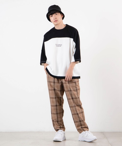 WEGO（ウィゴー）の「WEGO/ドルマン切替5分袖プルオーバー（Tシャツ/カットソー・メンズ・ホワイト/ワイン・MEDIUM/LARGE）」の14枚目の写真