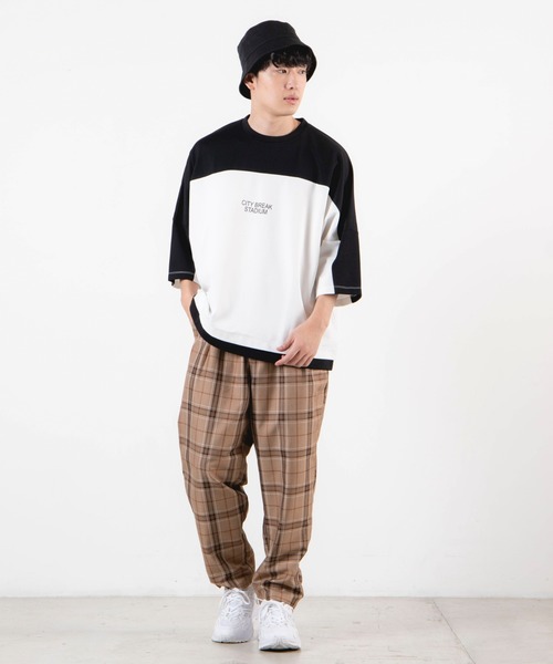 WEGO（ウィゴー）の「WEGO/ドルマン切替5分袖プルオーバー（Tシャツ/カットソー・メンズ・ホワイト/ワイン・MEDIUM/LARGE）」の8枚目の写真