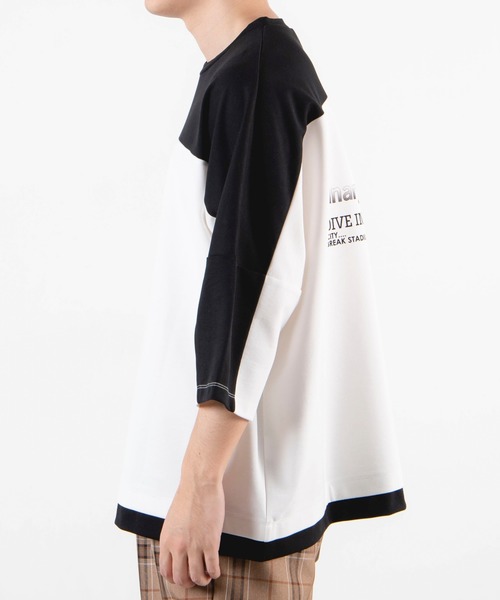 WEGO（ウィゴー）の「WEGO/ドルマン切替5分袖プルオーバー（Tシャツ/カットソー・メンズ・ホワイト/ワイン・MEDIUM/LARGE）」の15枚目の写真