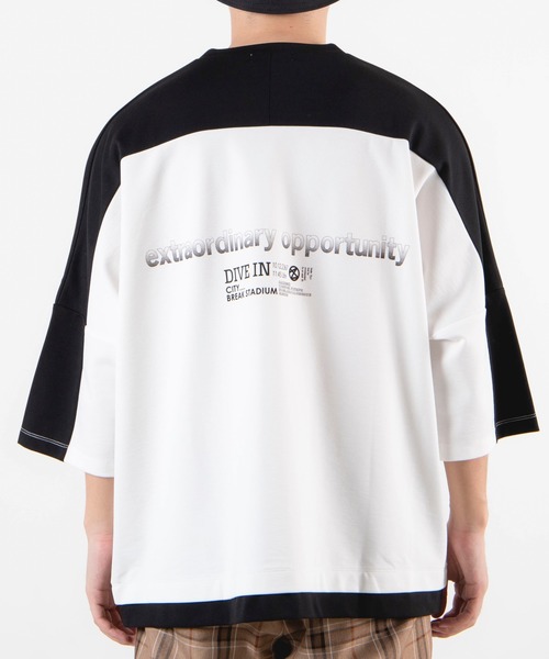 WEGO（ウィゴー）の「WEGO/ドルマン切替5分袖プルオーバー（Tシャツ/カットソー・メンズ・ホワイト/ワイン・MEDIUM/LARGE）」の12枚目の写真