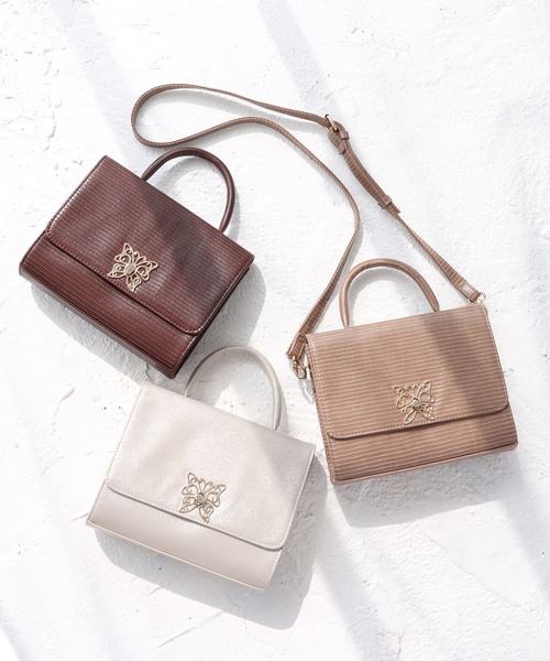 one after another NICE CLAUP（ワンアフターアナザーナイスクラップ）の「バタフライスクエアバッグ（ショルダーバッグ・レディース・ブラウン/ベージュ/ゴールド・FREE）」の18枚目の写真