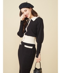 ROYAL PARTY | 襟付バイカラーニットカーディガン(ニット/セーター)