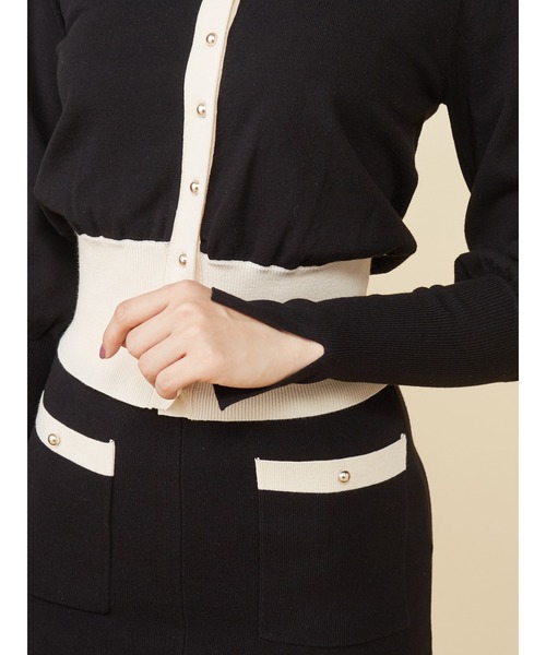 ROYAL PARTY（ロイヤルパーティー）の「襟付バイカラーニットカーディガン（ニット/セーター・レディース・ベージュ/オレンジ/ブラック・FREE）」の7枚目の写真