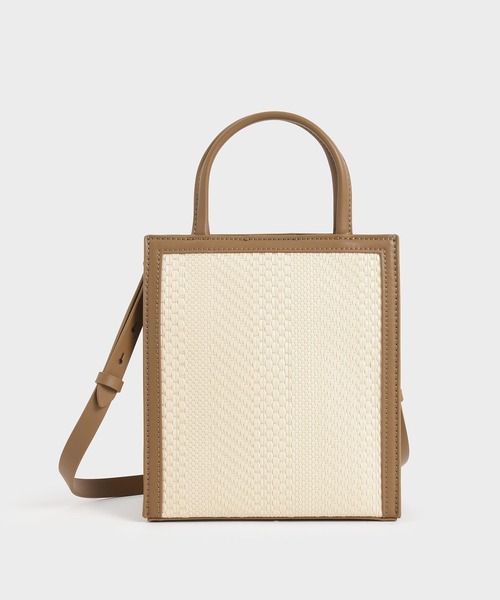 CHARLES & KEITH(チャールズ & キース)の「ウーベンダブルハンドル トートバッグ / Woven Double Handle Tote Bag(トートバッグ・レディース・ブラック/カーキ/ブルーグリーン/イエロー・M)」の2枚目の写真