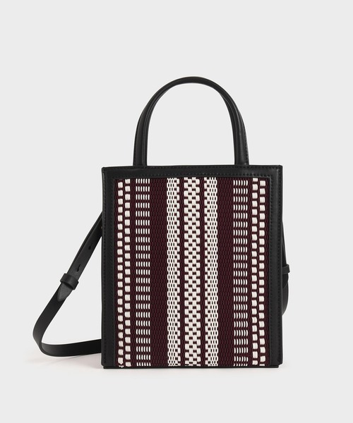 CHARLES & KEITH(チャールズ & キース)の「ウーベンダブルハンドル トートバッグ / Woven Double Handle Tote Bag(トートバッグ・レディース・ブラック/カーキ/ブルーグリーン/イエロー・M)」の1枚目の写真