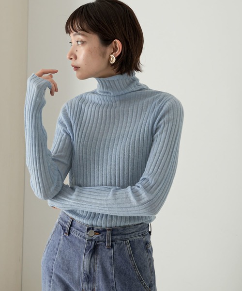 KBF - KBF / WIDEタートルニット KBF（ケイビーエフ）の「【WEB限定】ワイドリブタートルネック