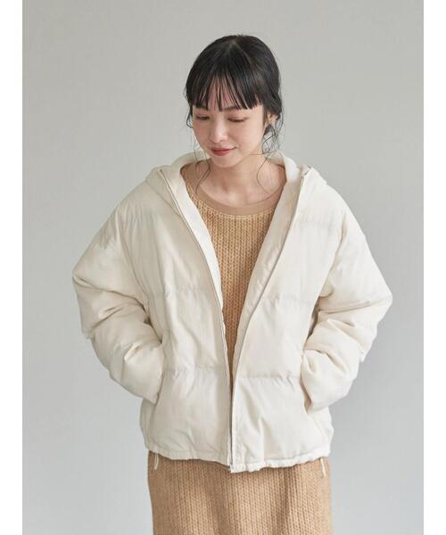 earth music&ecology(アースミュージックアンドエコロジー)の「パウダー綿ショートブルゾン *(ブルゾン・レディース・ピンク/ミント/サックスブルー/アイボリー/ブラック/ベージュ・M/L)」の13枚目の写真