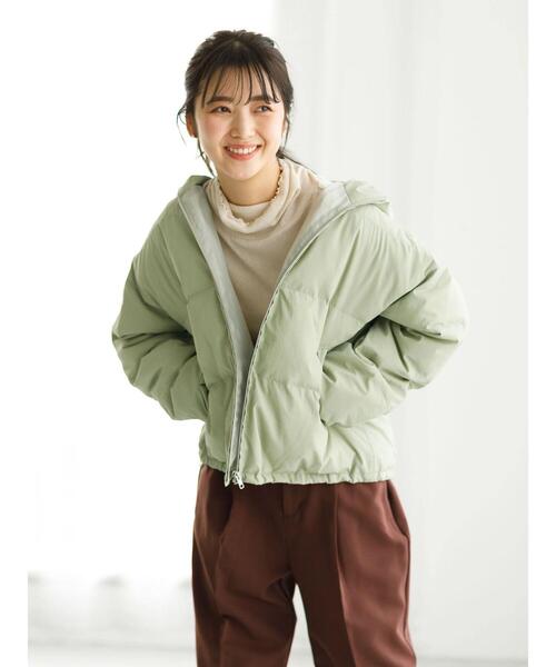 earth music&ecology(アースミュージックアンドエコロジー)の「パウダー綿ショートブルゾン *(ブルゾン・レディース・ピンク/ミント/サックスブルー/アイボリー/ブラック/ベージュ・M/L)」の17枚目の写真