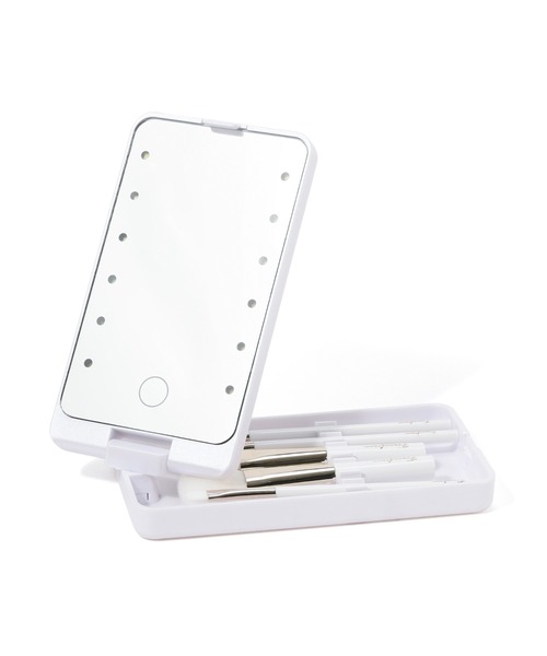 セール】ラミラLEDミラー メイクブラシセット ホワイト（メイクブラシ