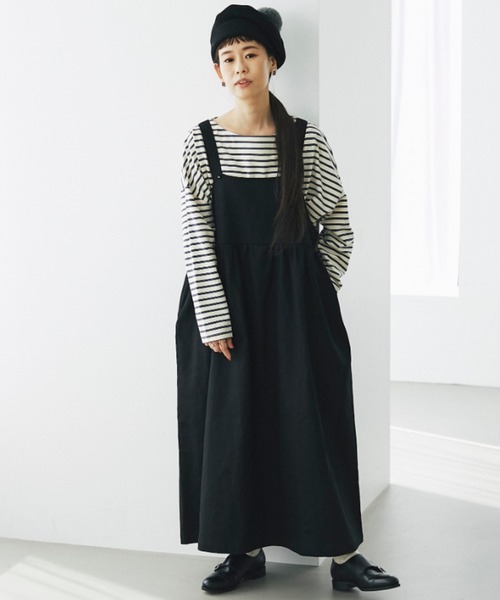 and R（アンドアール）の「切替ジャンパースカート（ジャンパースカート・レディース・ベージュ/ブラック・FREE）」の2枚目の写真