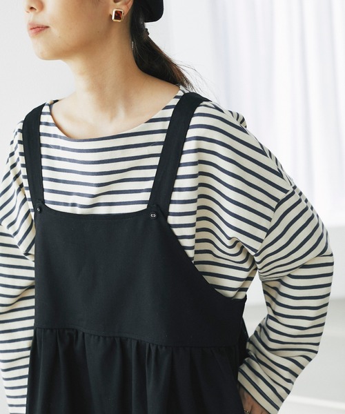 and R（アンドアール）の「切替ジャンパースカート（ジャンパースカート・レディース・ベージュ/ブラック・FREE）」の6枚目の写真